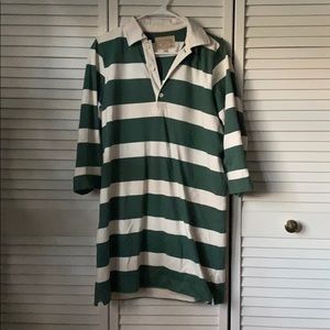 green and white striped dress